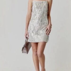 Trixxi White Sequin Backless Dress